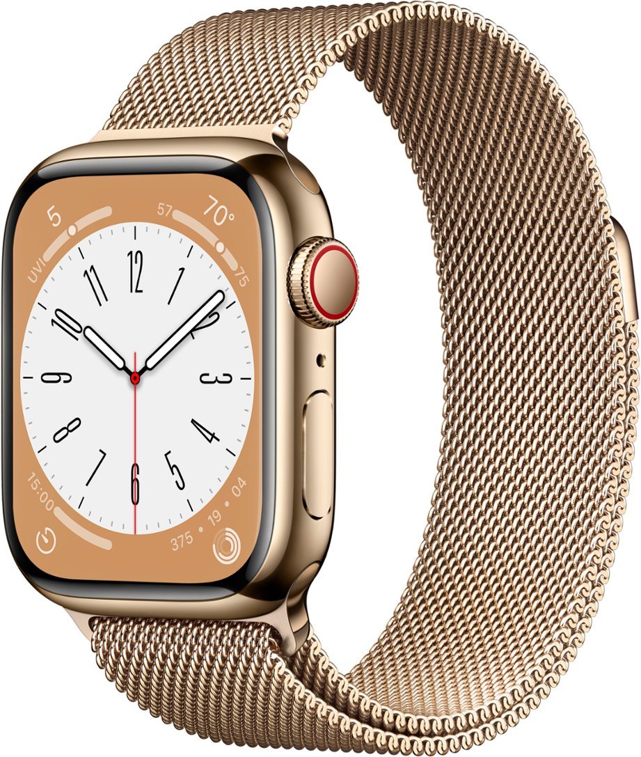 Apple Watch Series 8 (GPS + LTE) 41MM Gold Stainless Steel Case & Milanese Loop (Renewed)