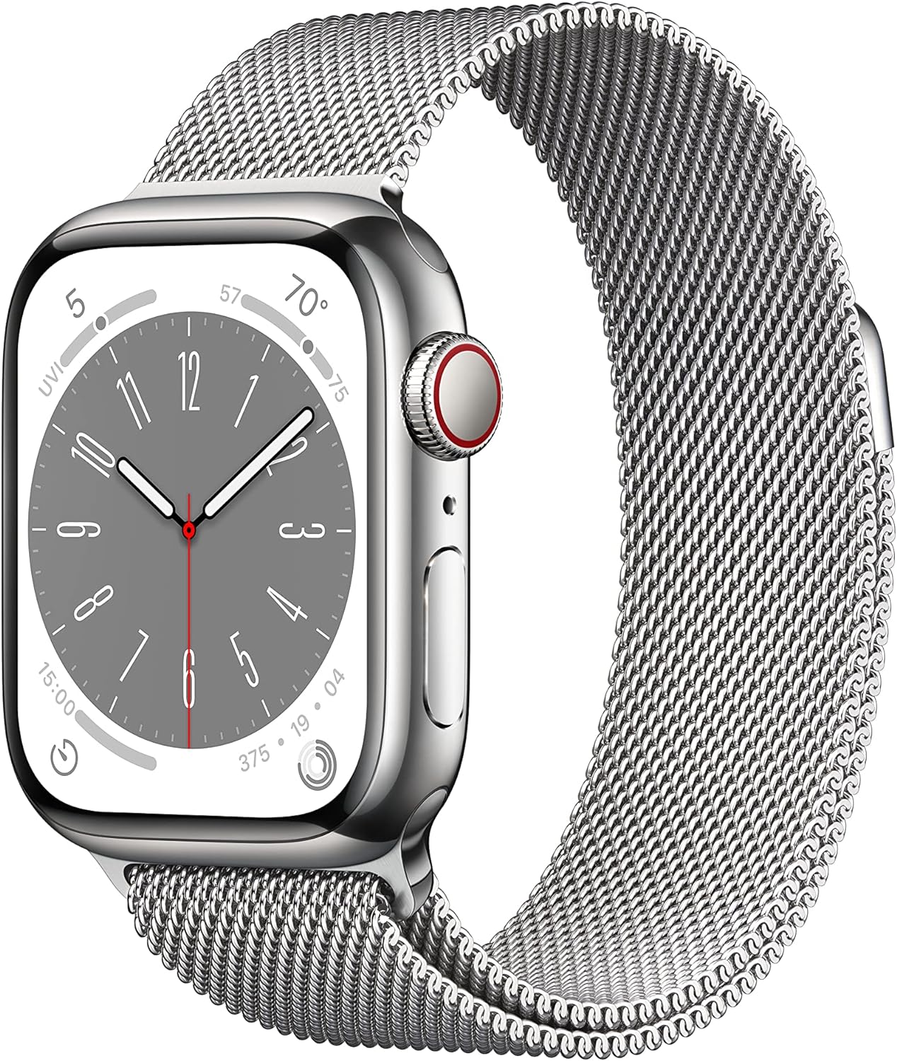Apple Watch Series 8 (GPS+LTE) 41mm Silver Stainless Steel Case & Milanese Loop (Refurbished)