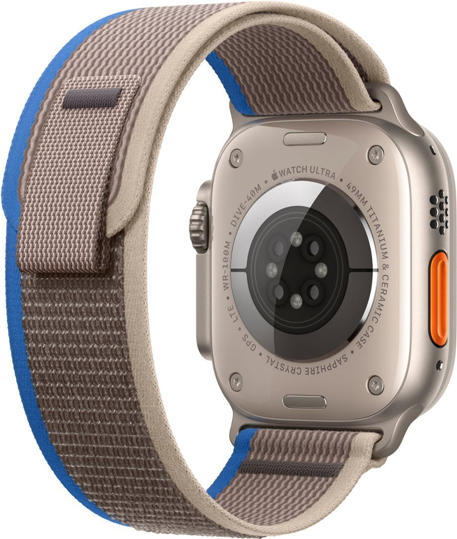 Apple Watch Ultra (GPS + LTE) 49mm Silver Titanium Case &amp; Blue/Gray Trail Loop - M/L (Refurbished)