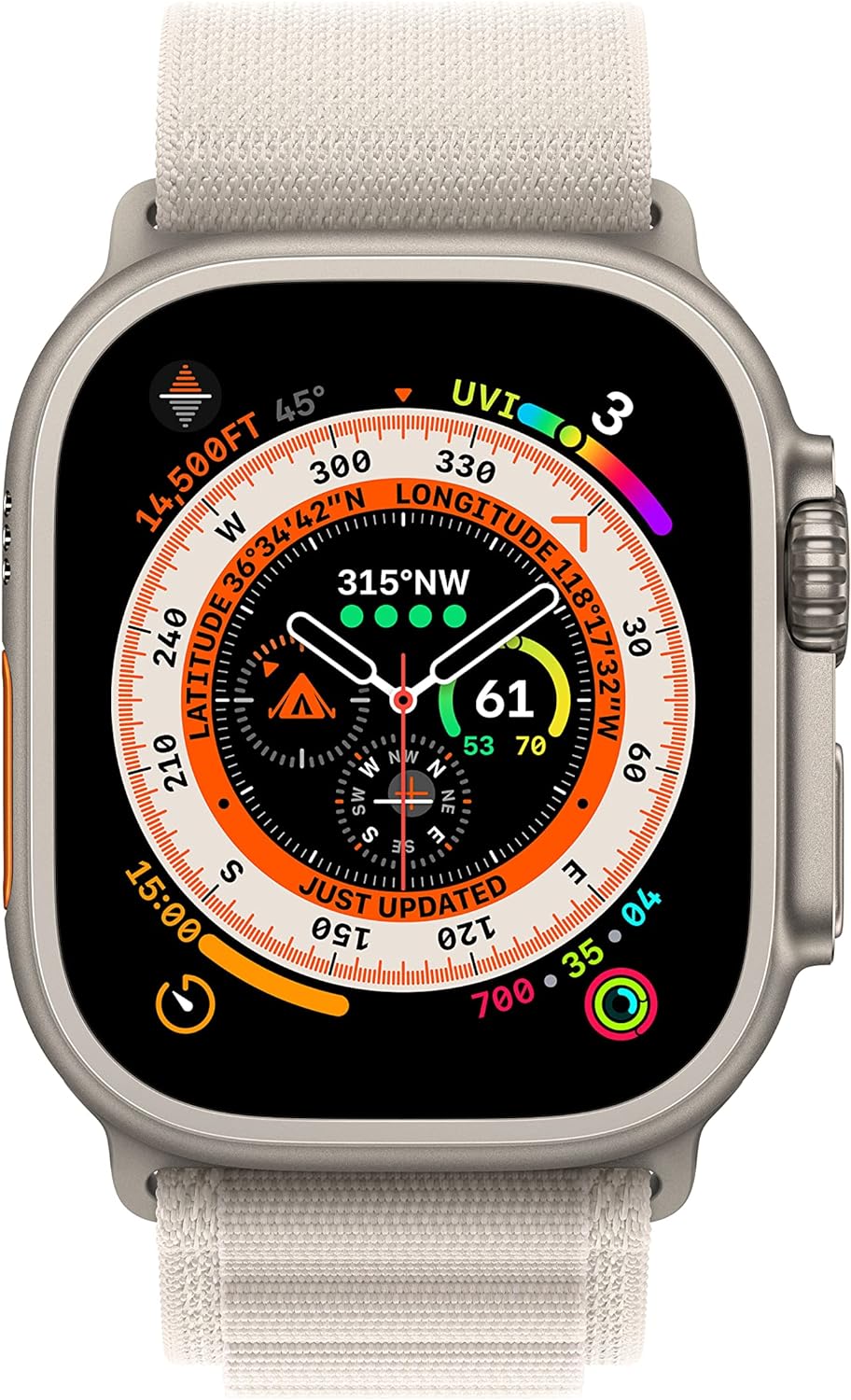 Apple Watch Ultra (GPS + LTE) 49mm Titanium Case Starlight Alpine Loop - Large (Certified Refurbished)
