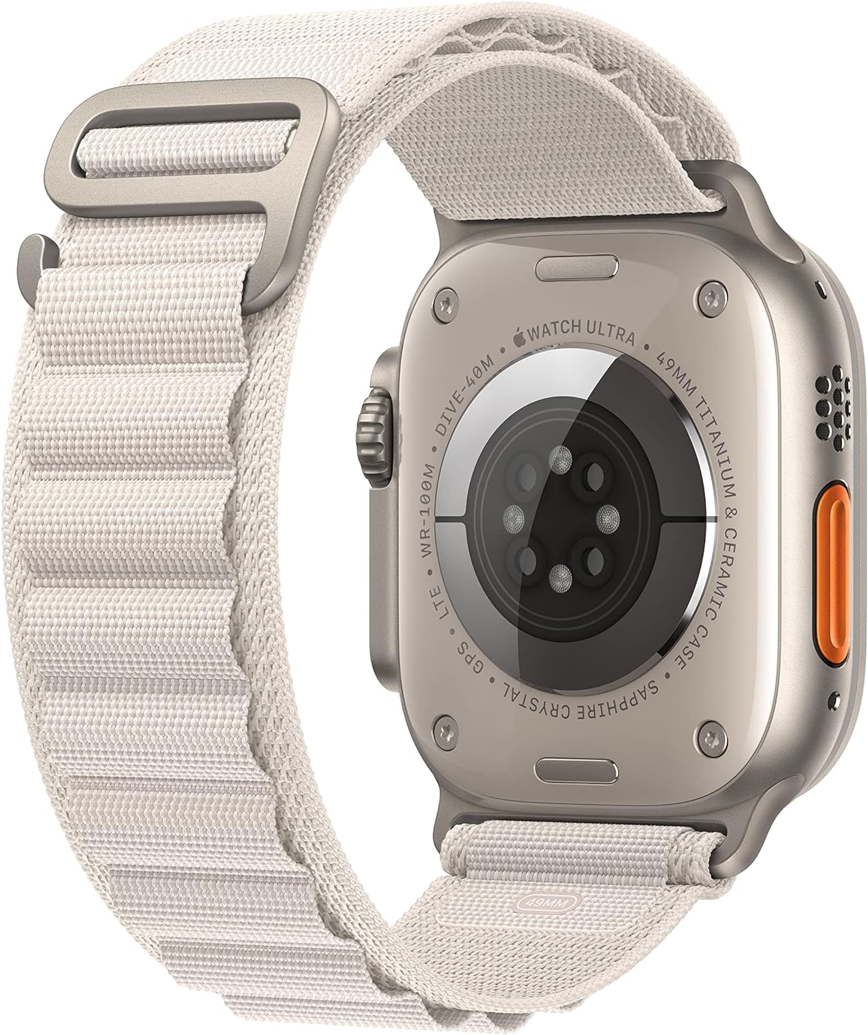 Apple Watch Ultra (GPS + LTE) 49mm Silver Titanium Case &amp; Starlight Alpine Loop - Large (Refurbished)