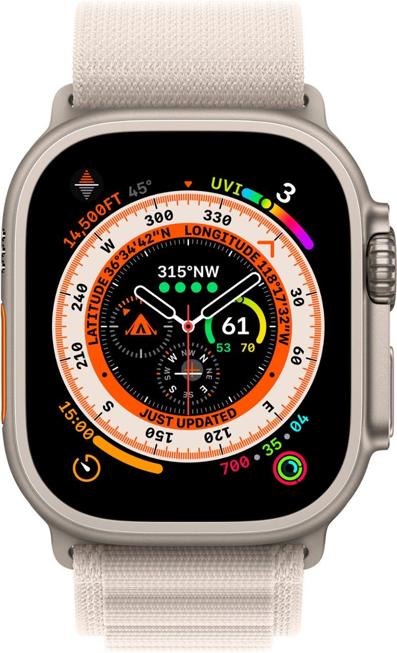 Apple Watch Ultra (GPS + LTE) 49mm Titanium Case Starlight Alpine Loop - Large (Pre-Owned)