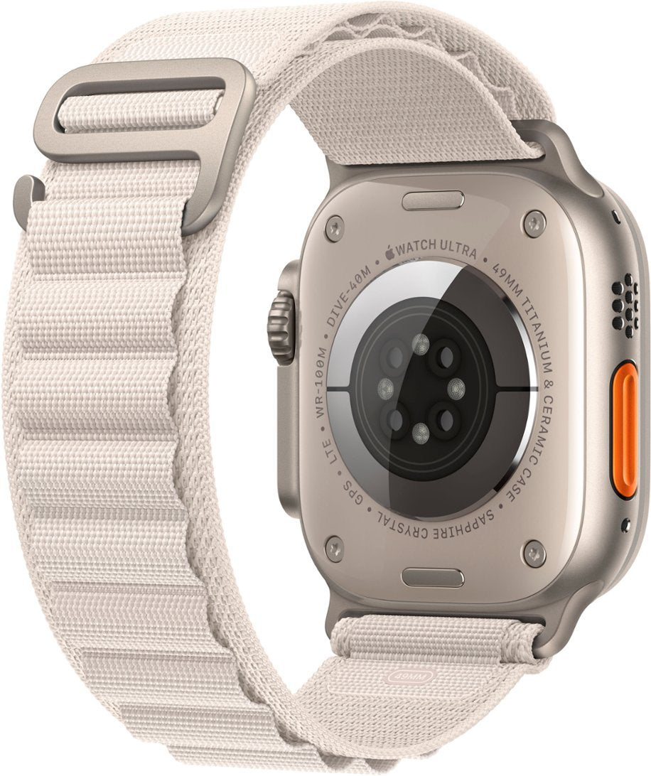Apple Watch Ultra (GPS + LTE) 49mm Silver Titanium Case & Starlight Alpine Loop - Large (Pre-Owned)