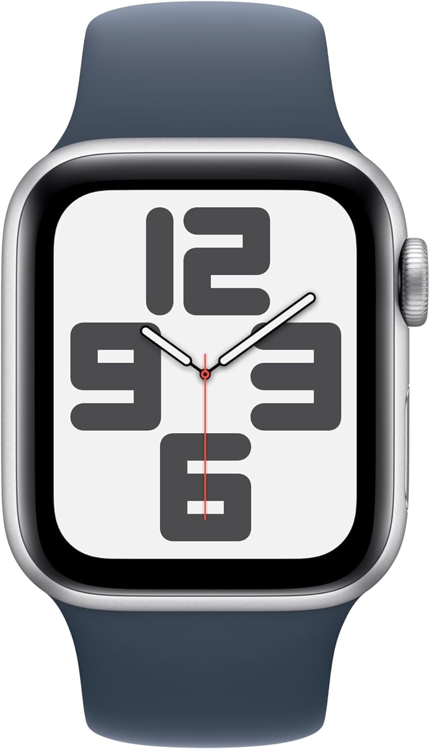 Apple Watch Series SE 2nd Gen (GPS) 44MM Silver Aluminum Case Denim Sport Band (Refurbished)