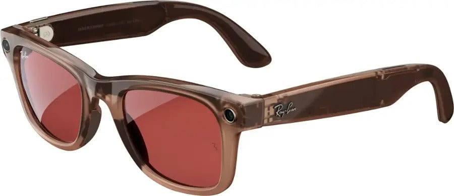 Ray-Ban Meta Wayfarer Shiny Warm Stone AI Regular Glasses with Transitions Red (Certified Refurbished)