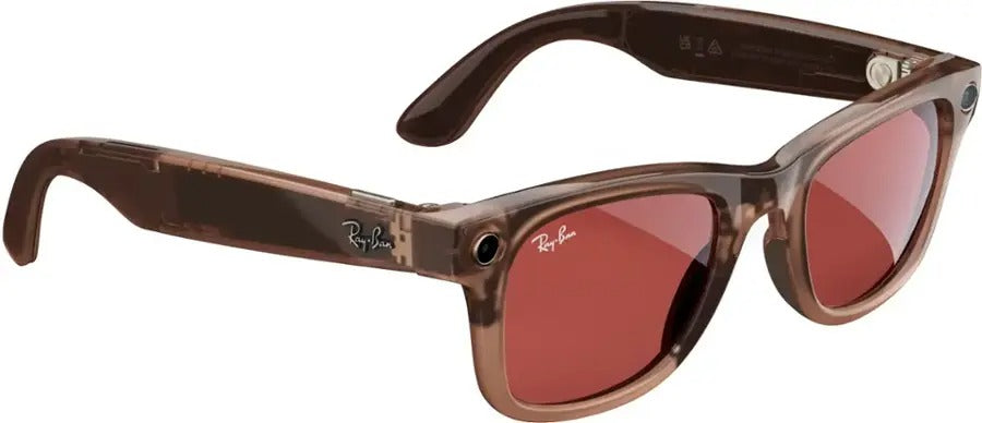 Ray-Ban Meta Wayfarer Shiny Warm Stone AI Regular Glasses with Transitions Red (Certified Refurbished)