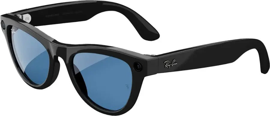 Ray-Ban Meta Skyler Shiny Black AI Glasses with Clear to Cerulean Blue Transition Lenses (Pre-Owned)