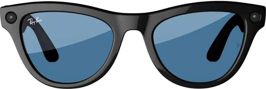 Ray-Ban Meta Skyler Shiny Black AI Glasses with Clear to Cerulean Blue Transition Lenses (Pre-Owned)