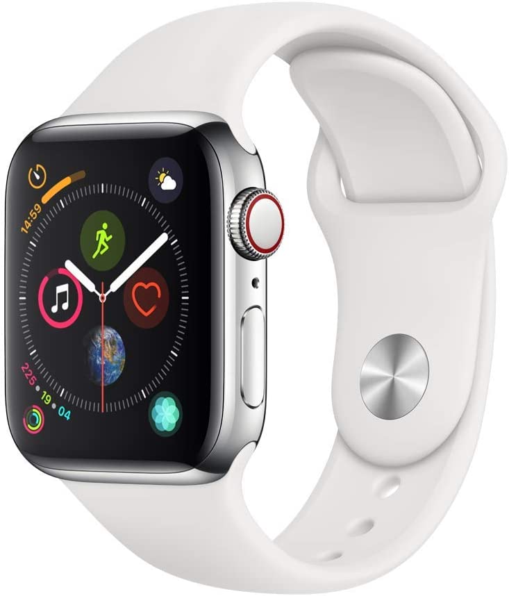 Apple Watch Series 4 GPS+LTE w/ 44MM Stainless Steel Case & White Sport Band (Pre-Owned)