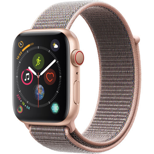 Apple Watch Series 4 (GPS+LTE) 44MM Gold Aluminum Case Pink Sand Sport Loop (Renewed)