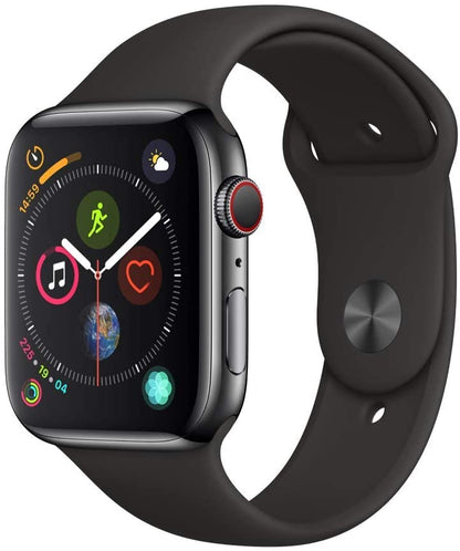 Apple Watch Series 4 (2018) 44mm GPS + Cellular -  Black Stainless Steel Case &amp; Sport Band (Pre-Owned)