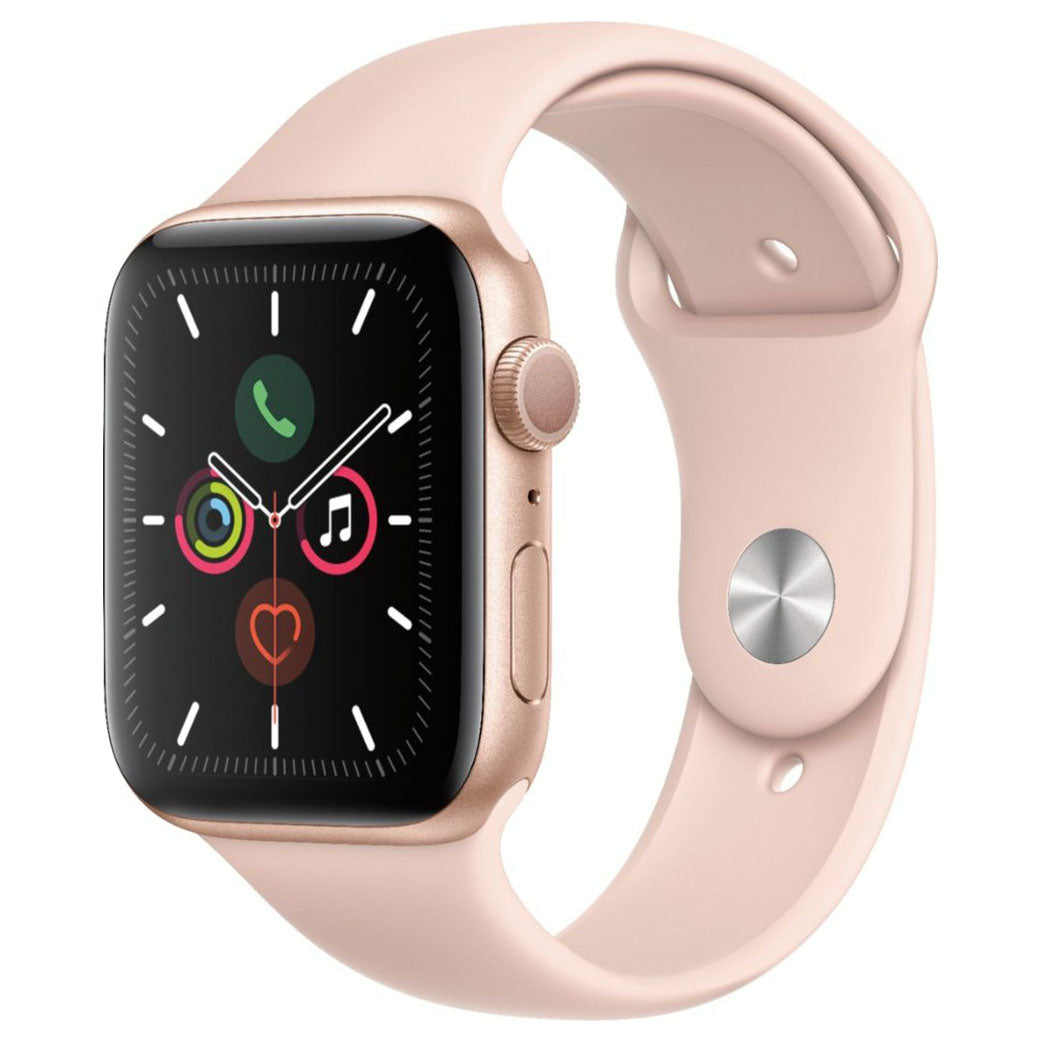 Apple Watch Series 5 GPS w/ 44MM Gold Aluminum Case & Pink Sand Sport Band (Refurbished)