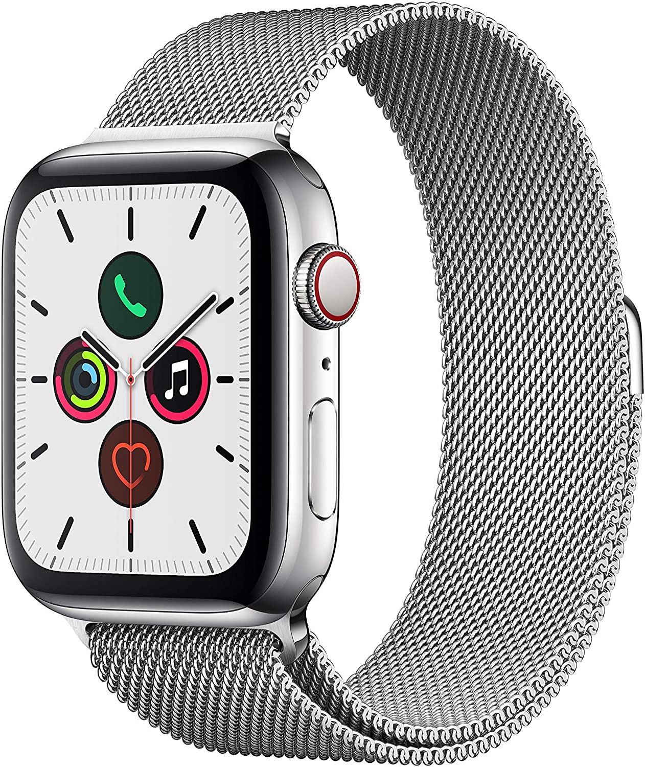 Apple Watch Series 5 (2019) 44mm GPS + Cellular -  Stainless Steel Case &amp; Silver Milanese Loop Band (New)