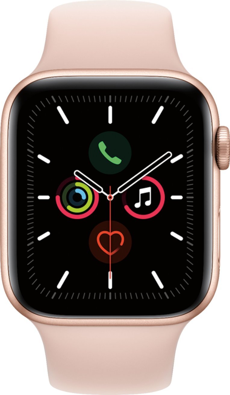 Apple Watch Series 5 (GPS + LTE) 44mm Gold Aluminum Case & Pink Sand Sport Band (Refurbished)