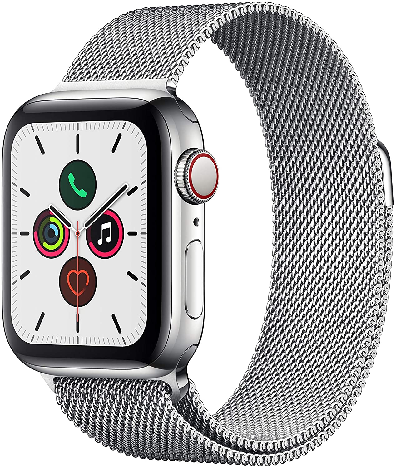 Apple Watch Series 5 (2019) 40mm GPS + Cellular -  Stainless Steel Case &amp; Silver Milanese Loop Band (New)