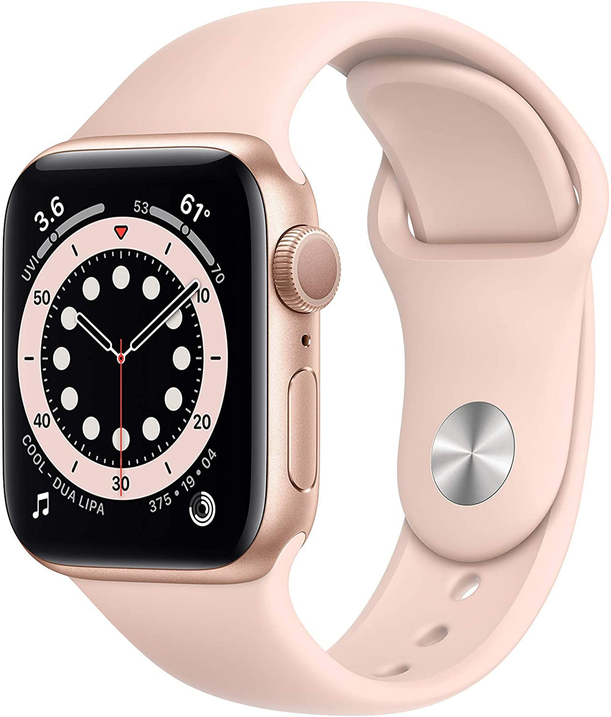 Apple Watch Series 6 GPS w/ 40MM Gold Aluminum Case & Pink Sand Sport Band (Renewed)