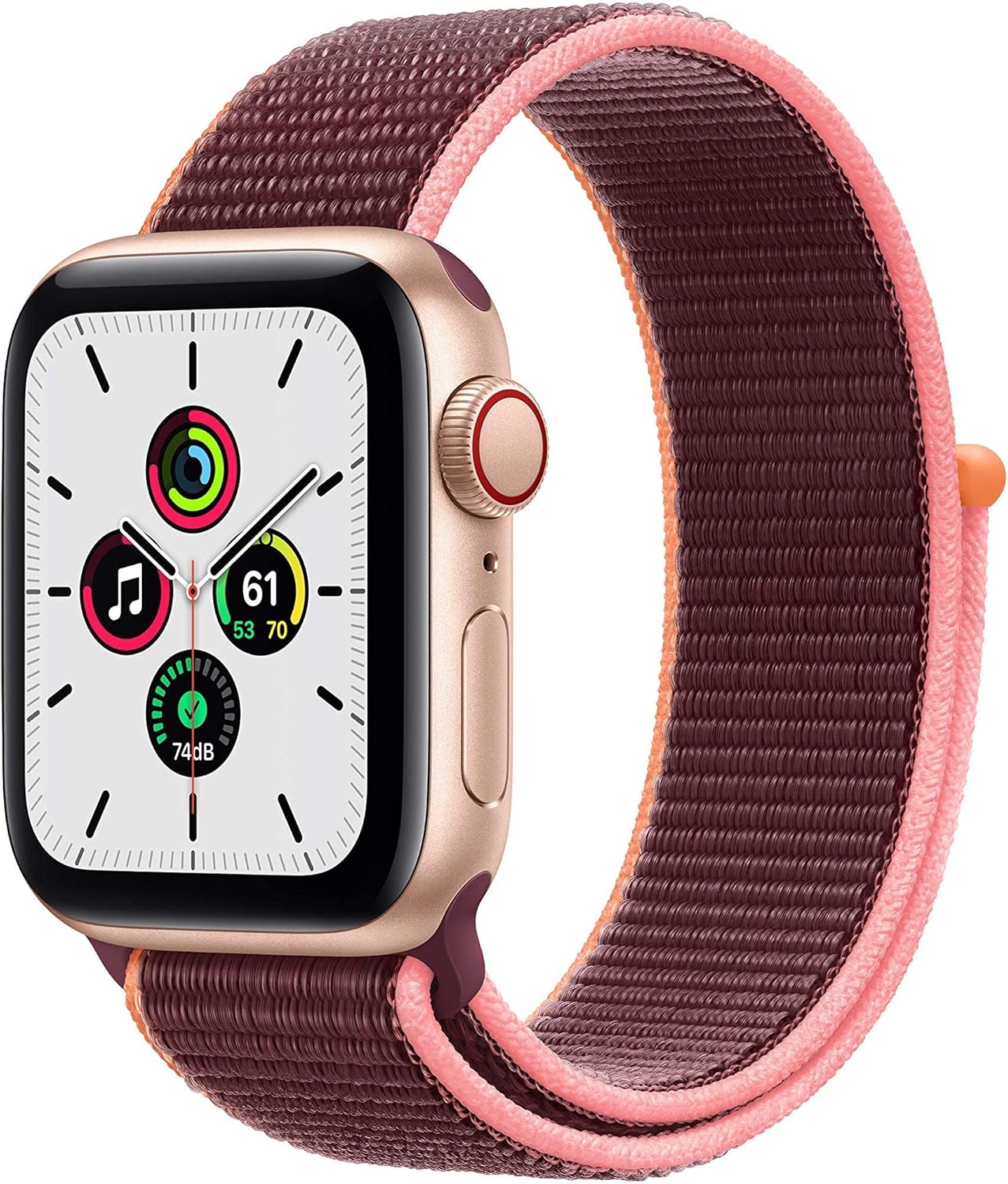 Apple Watch Series SE 1st Gen (GPS+LTE) 44MM Gold Aluminum Case Plum Sport Loop (Certified Refurbished)