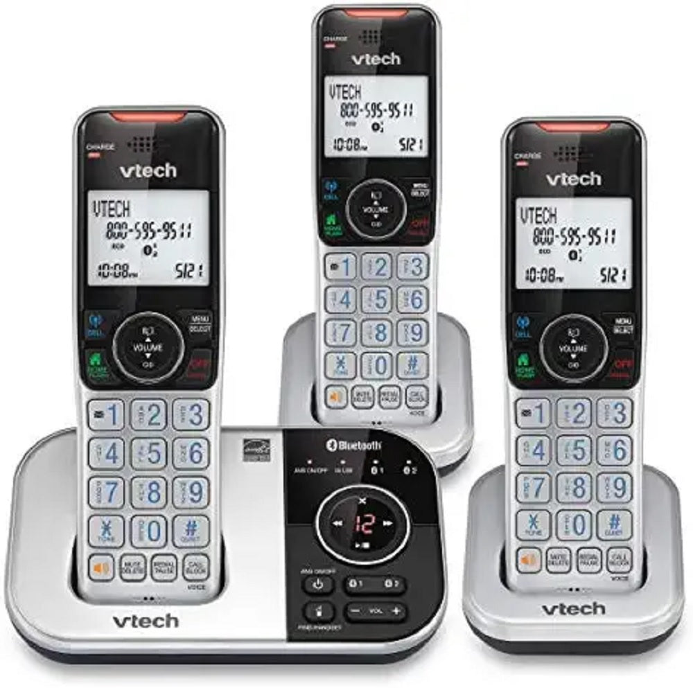 Vtech 3 Handset Cordless Phone Answering System with Caller-ID - Black / Silver (Pre-Owned)