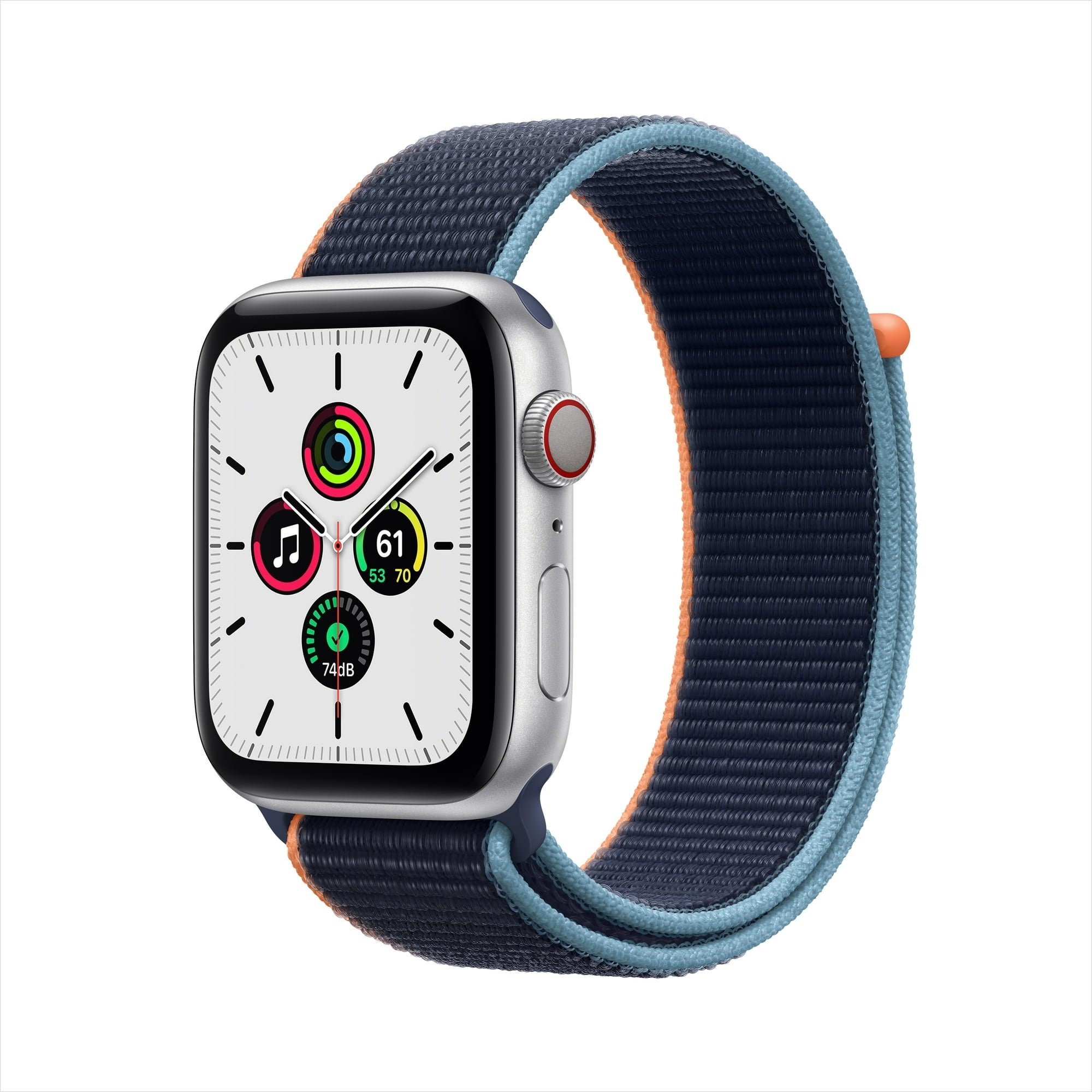 Apple Watch Series SE (GPS+LTE) 44MM Silver Aluminum Case Navy Sport Loop (Pre-Owned)