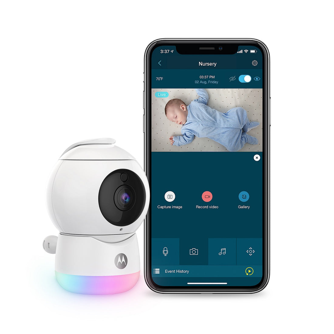 Motorola Peekaboo Full HD 1080p WiFi Video Baby Camera with Night Light - White (Refurbished)