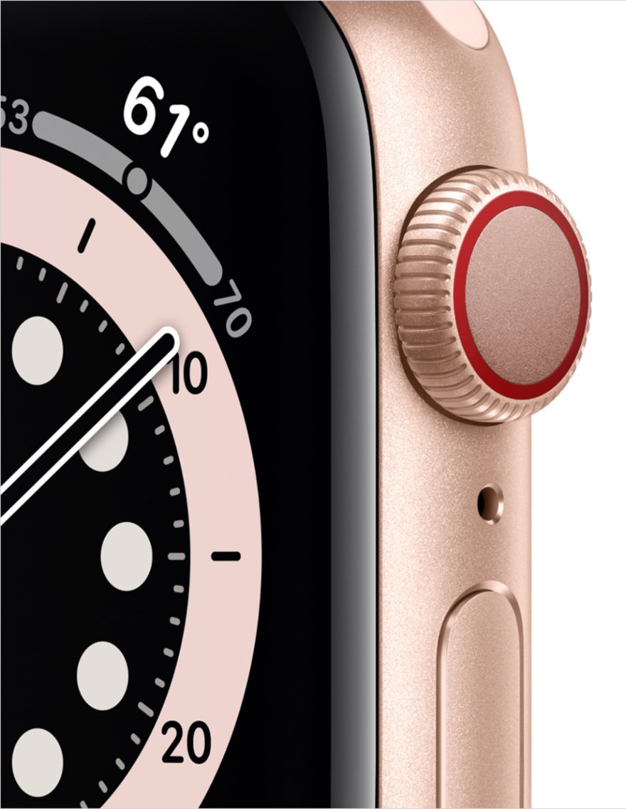 Apple Watch Series 6 (GPS + LTE) 40mm Gold Aluminum Case & Pink Sand Sport Band (Renewed)