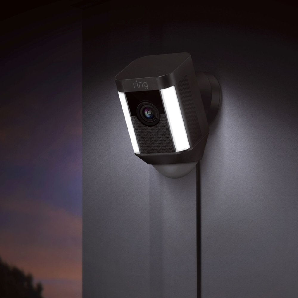 Ring Spotlight Cam Wired Plug-in HD security camera w/ built-in spotlights Black (Refurbished)