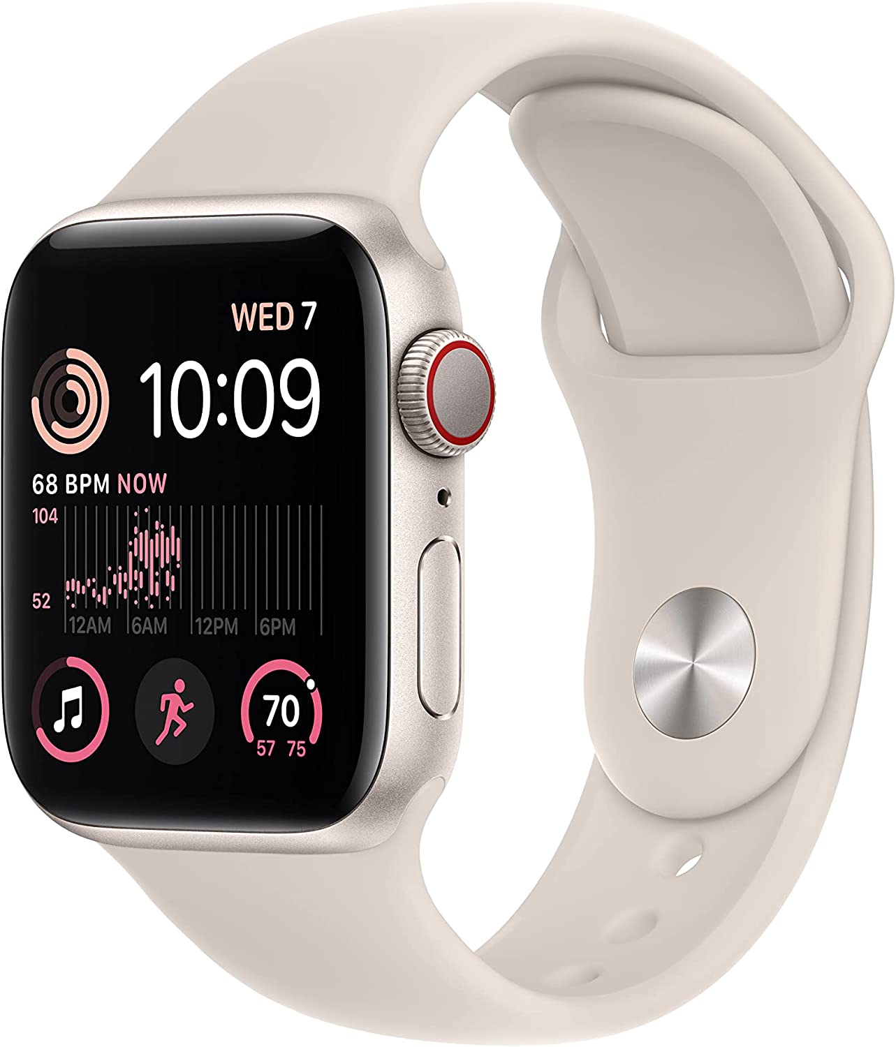 Apple Watch Series SE 2nd Gen (2022) 40mm GPS + Cellular - Starlight Aluminum Case &amp; Starlight Sport Band (Refurbished)