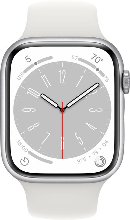 Apple Watch Series 8 (GPS + LTE) 45mm Silver Aluminum Case &amp; White Sport Band (Refurbished)