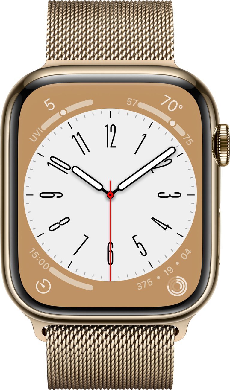 Apple Watch Series 8 GPS+LTE 45mm Gold Stainless Steel Case &amp; Milanese Loop (Certified Refurbished)