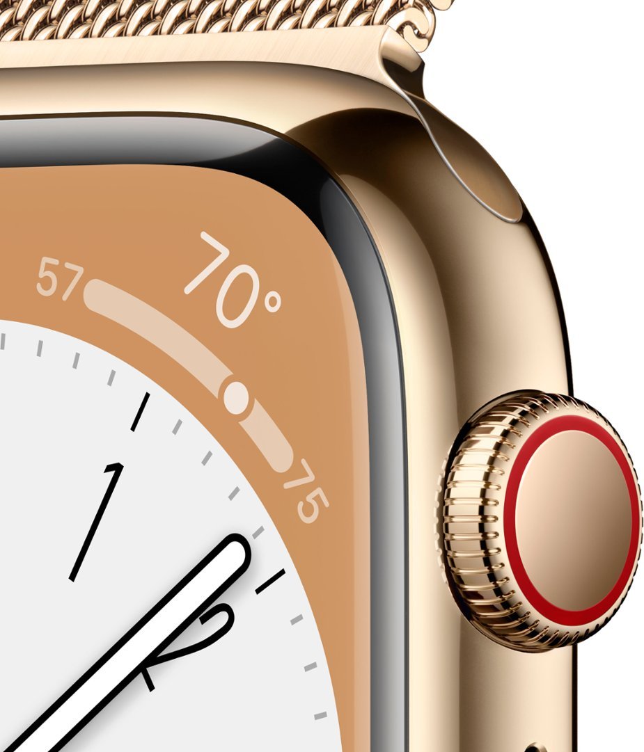 Apple Watch Series 8 (GPS+LTE) 45mm Stainless Steel Case w/ Milanese Loop - Gold (Refurbished)