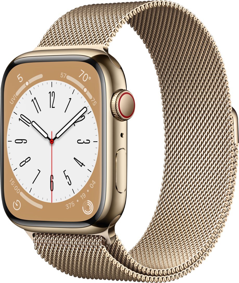 Apple Watch Series 8 (GPS+LTE) 45mm Stainless Steel Case w/ Milanese Loop - Gold (Refurbished)