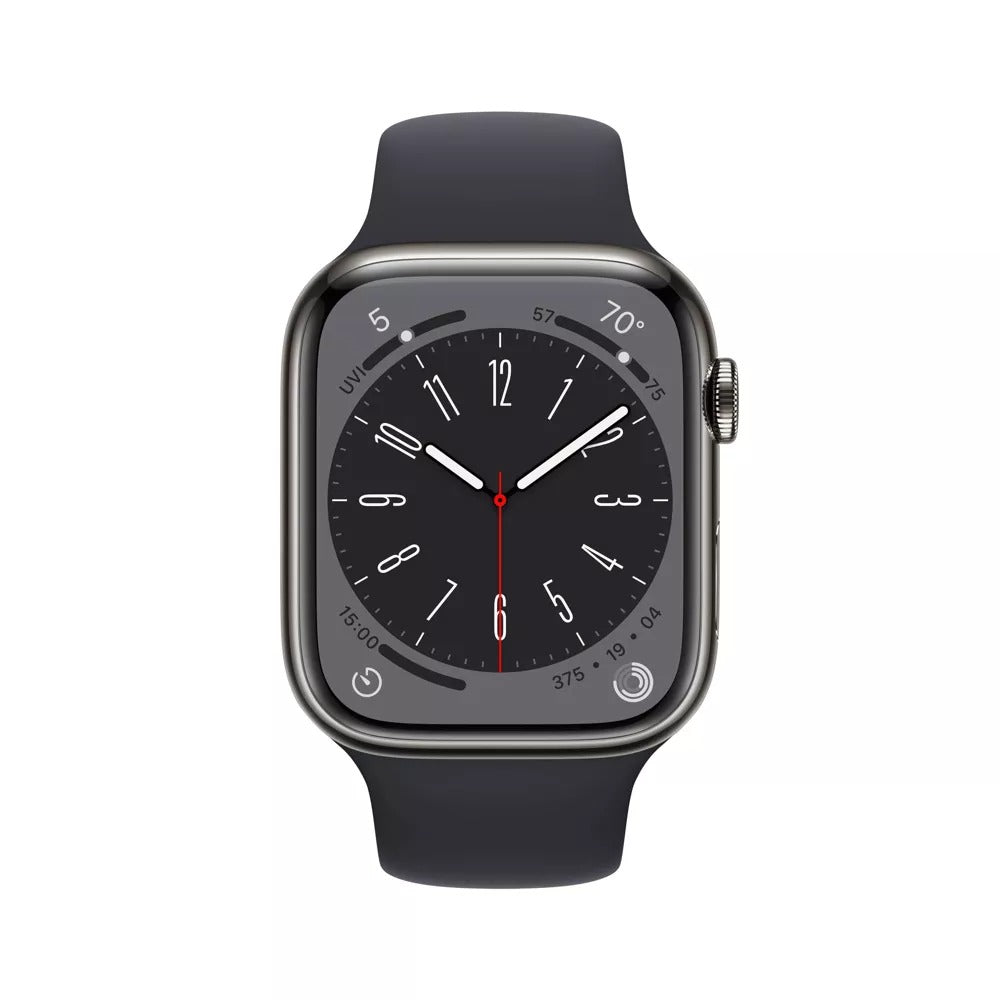 Apple Watch Series 8 GPS+LTE 45MM Stainless Steel Case Midnight Sport Band (Refurbished)