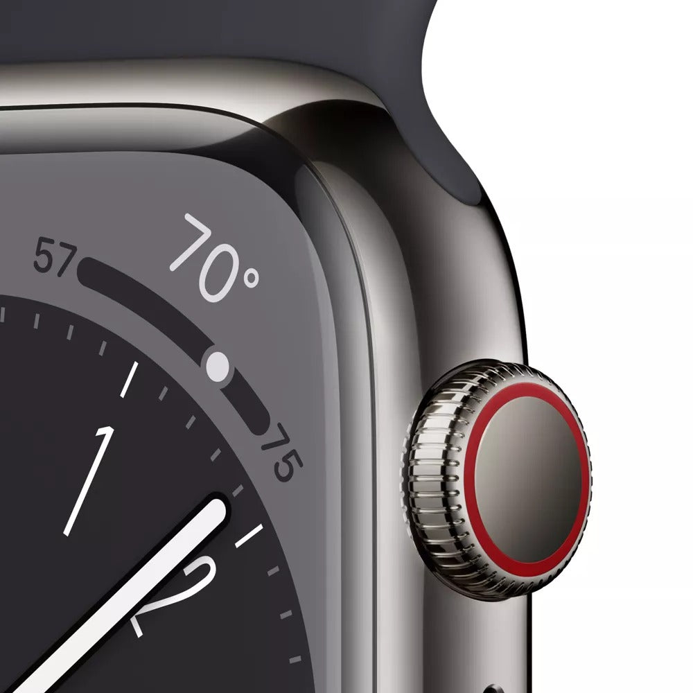 Apple Watch Series 8 GPS+LTE 45MM Stainless Steel Case Midnight Sport Band (Refurbished)
