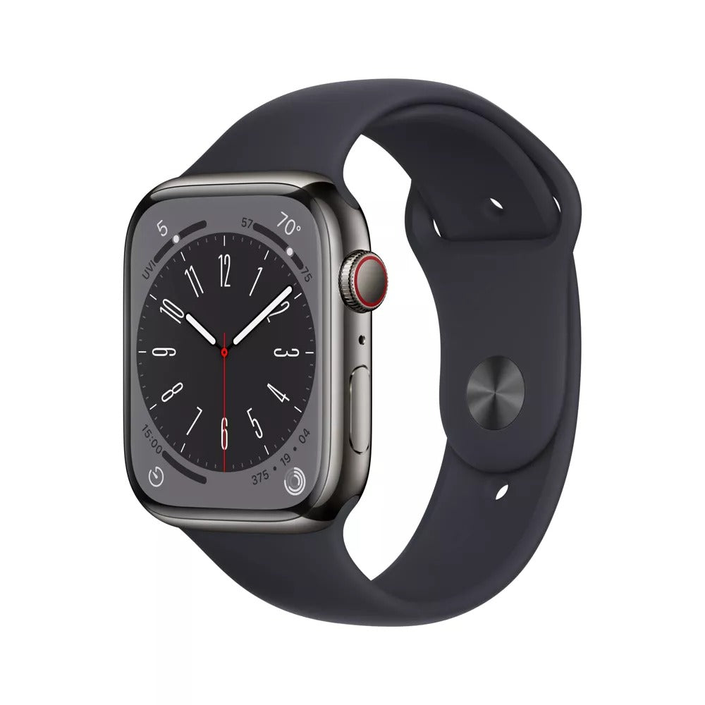 Apple Watch Series 8 GPS+LTE 45MM Stainless Steel Case Midnight Sport Band (Refurbished)