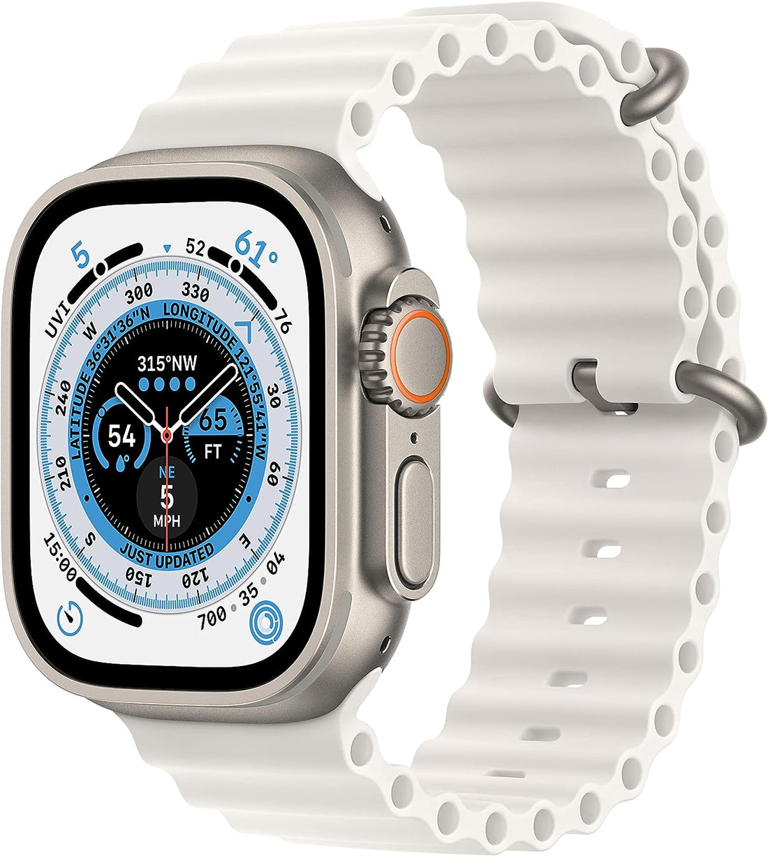 Apple Watch Ultra (GPS + LTE) 49mm Silver Titanium Case &amp; White Ocean Band (Refurbished)