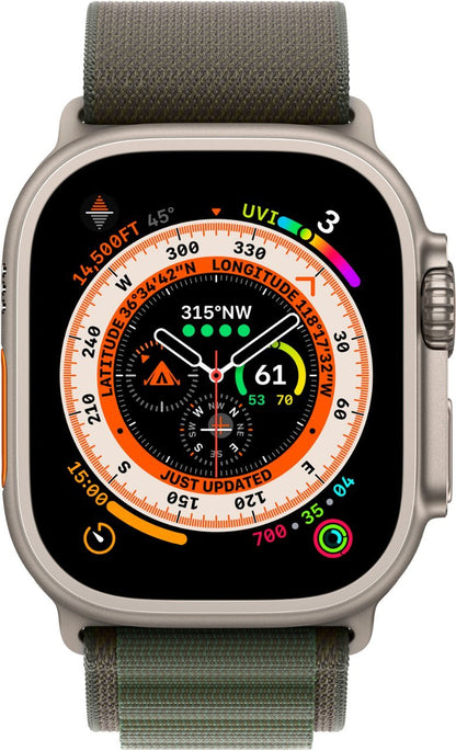 Apple Watch Series Ultra GPS+LTE 49MM Titanium Case w/Green Alpine Loop - Medium (Refurbished)