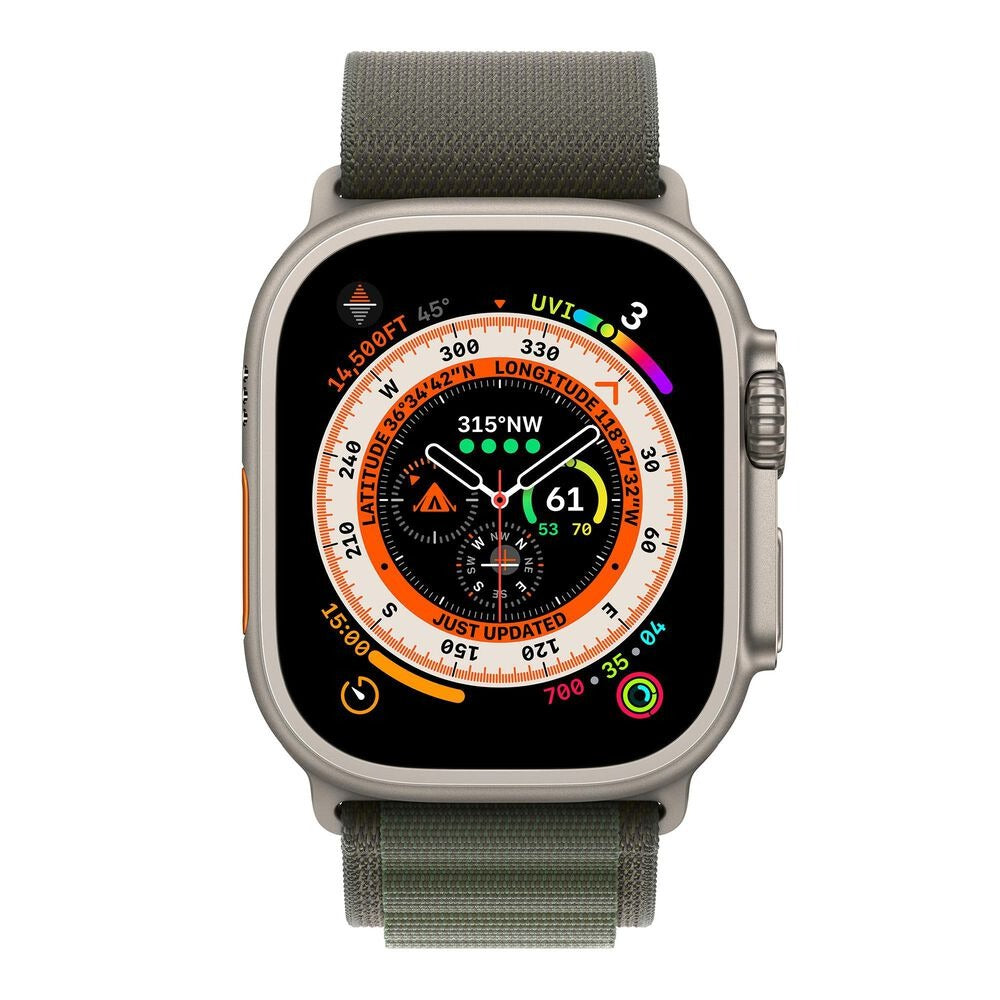 Apple Watch Series Ultra GPS+LTE 49MM Titanium Case w/Green Alpine Loop - Large (Refurbished)