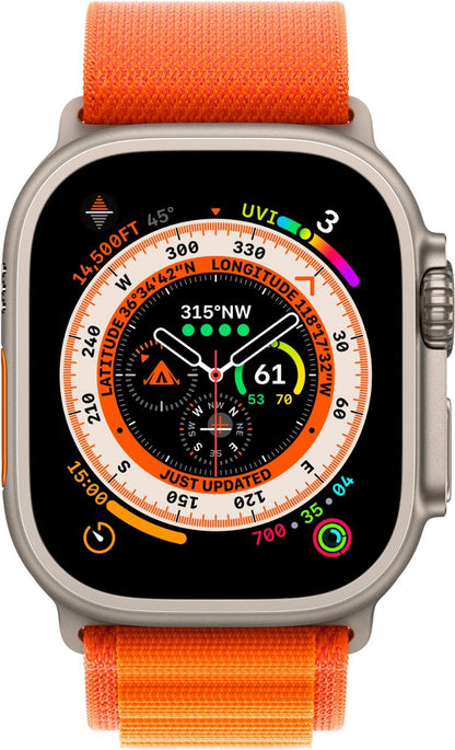 Apple Watch (GPS+LTE) Series Ultra 49MM Titanium Case Orange Alpine Loop Medium (Refurbished)