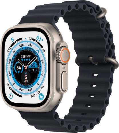 Apple Watch Ultra (GPS + LTE) 49mm Silver Titanium Case &amp; Midnight Ocean Band (Refurbished)