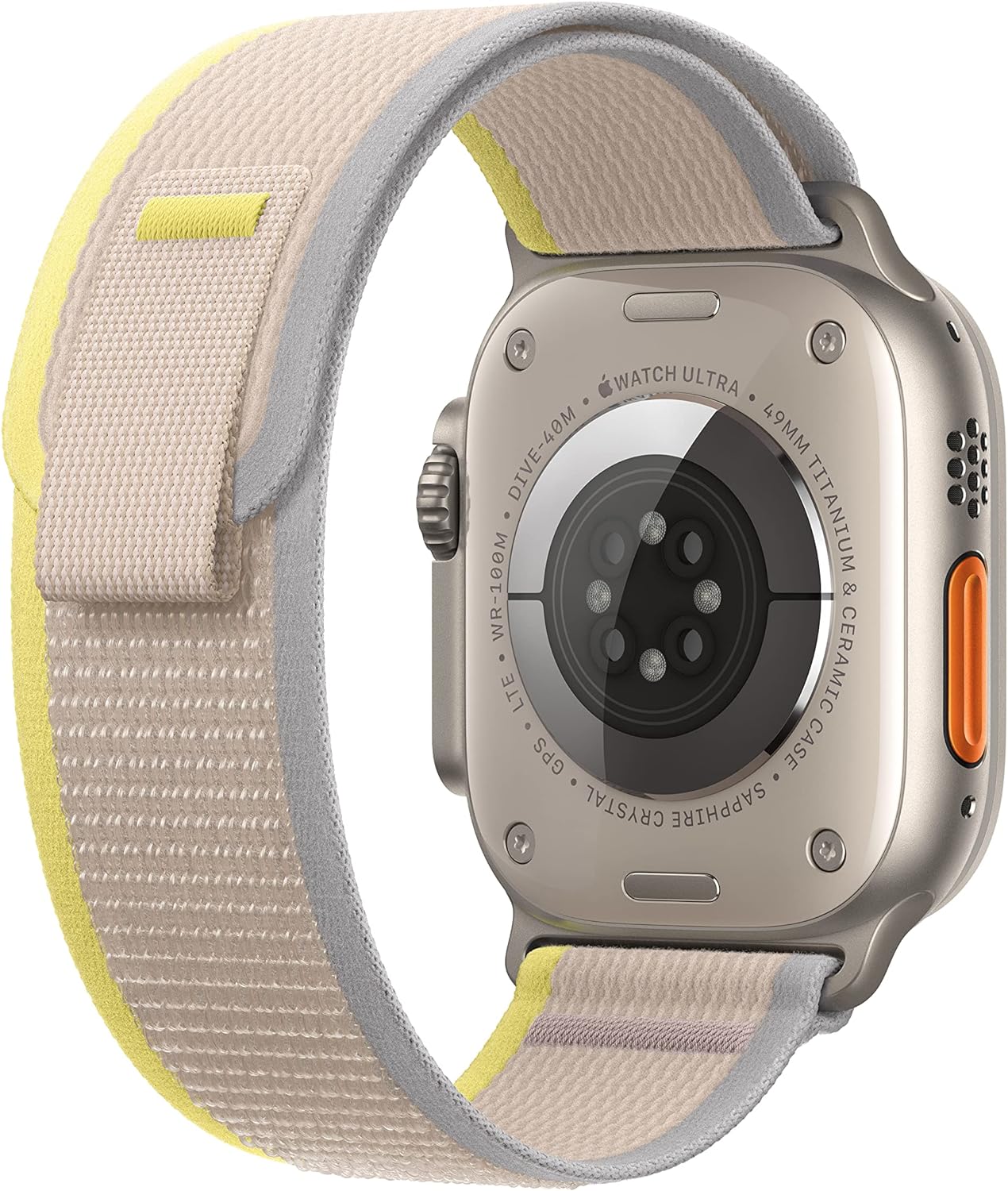 Apple Watch Ultra (GPS + LTE) 49mm Silver Titanium Case &amp; Yellow/Beige Trail Loop - M/L (Refurbished)
