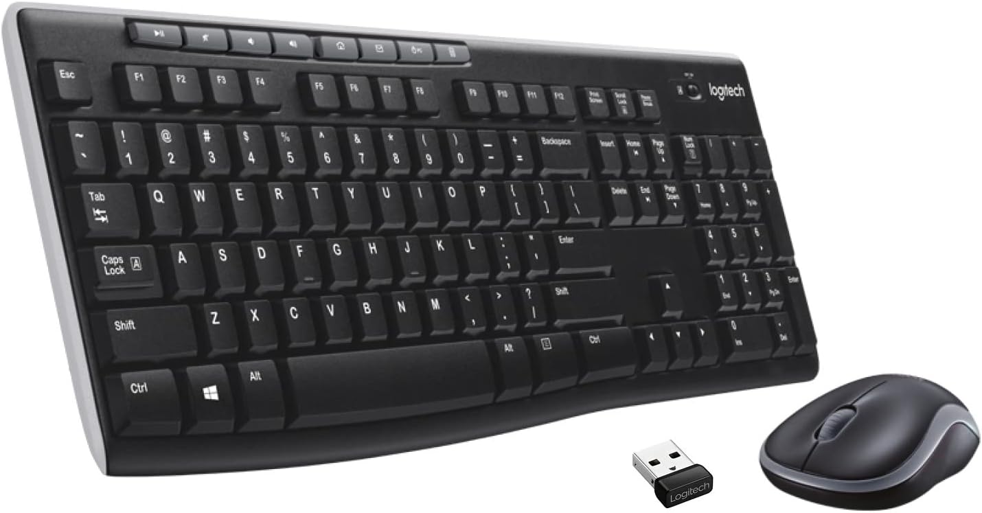 Logitech MK270 Full-size 2.4 GHz Wireless Keyboard and Mouse - Black (Refurbished)