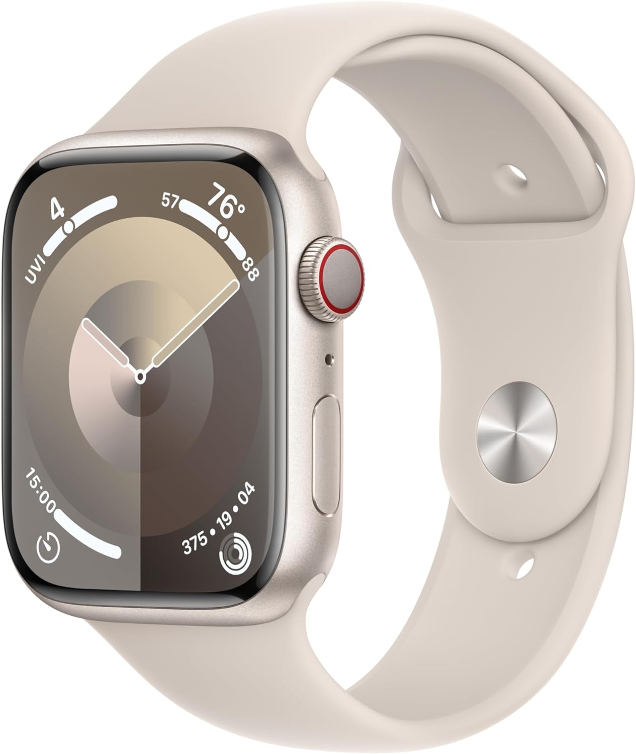Apple Watch Series 9 GPS+LTE, Unlocked 45MM Starlight Aluminum Case & Sport Band (Refurbished)