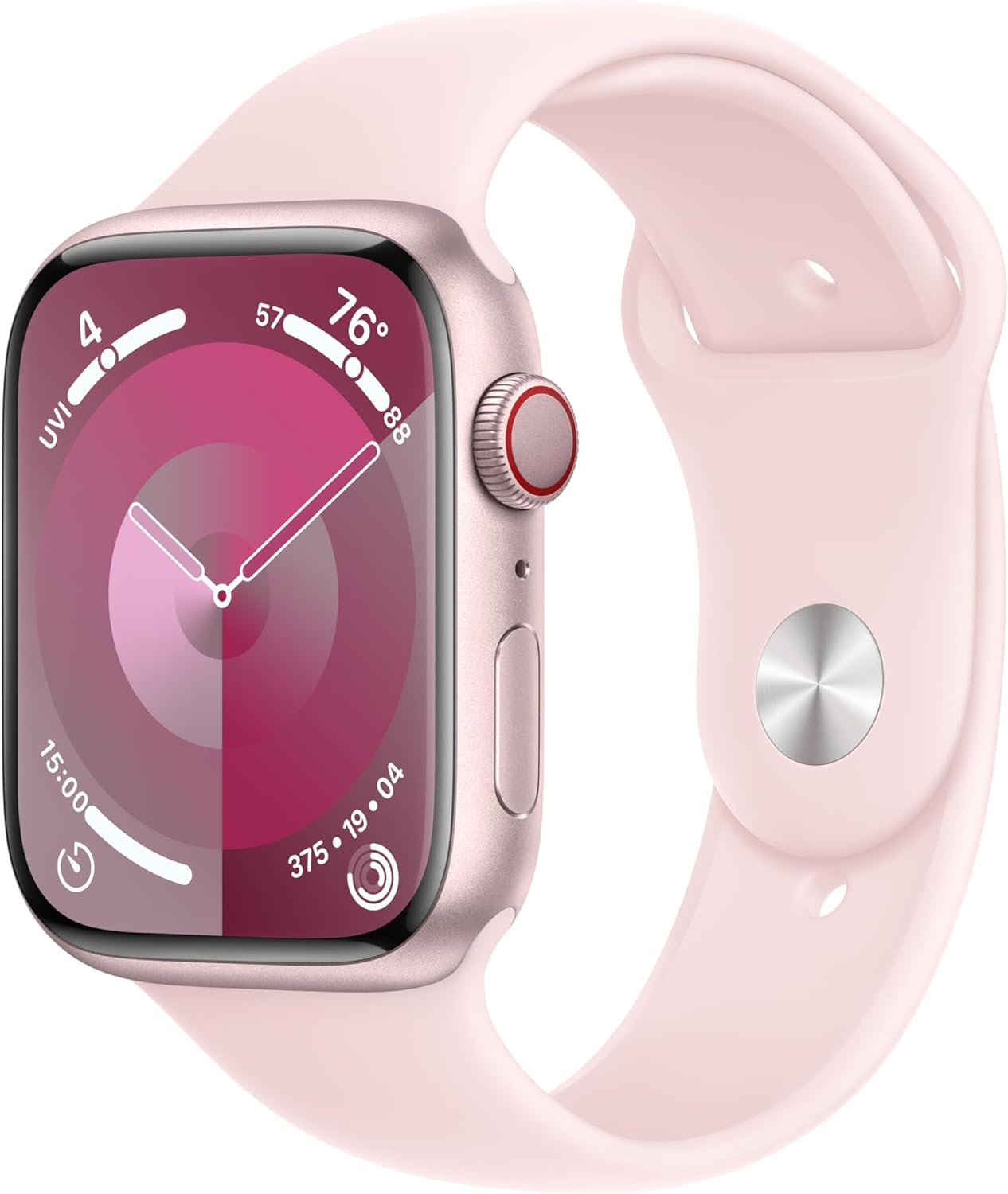 Apple Watch S9 (GPS + LTE) 45MM  Pink Aluminum Case Light Pink Sport Band (Refurbished)