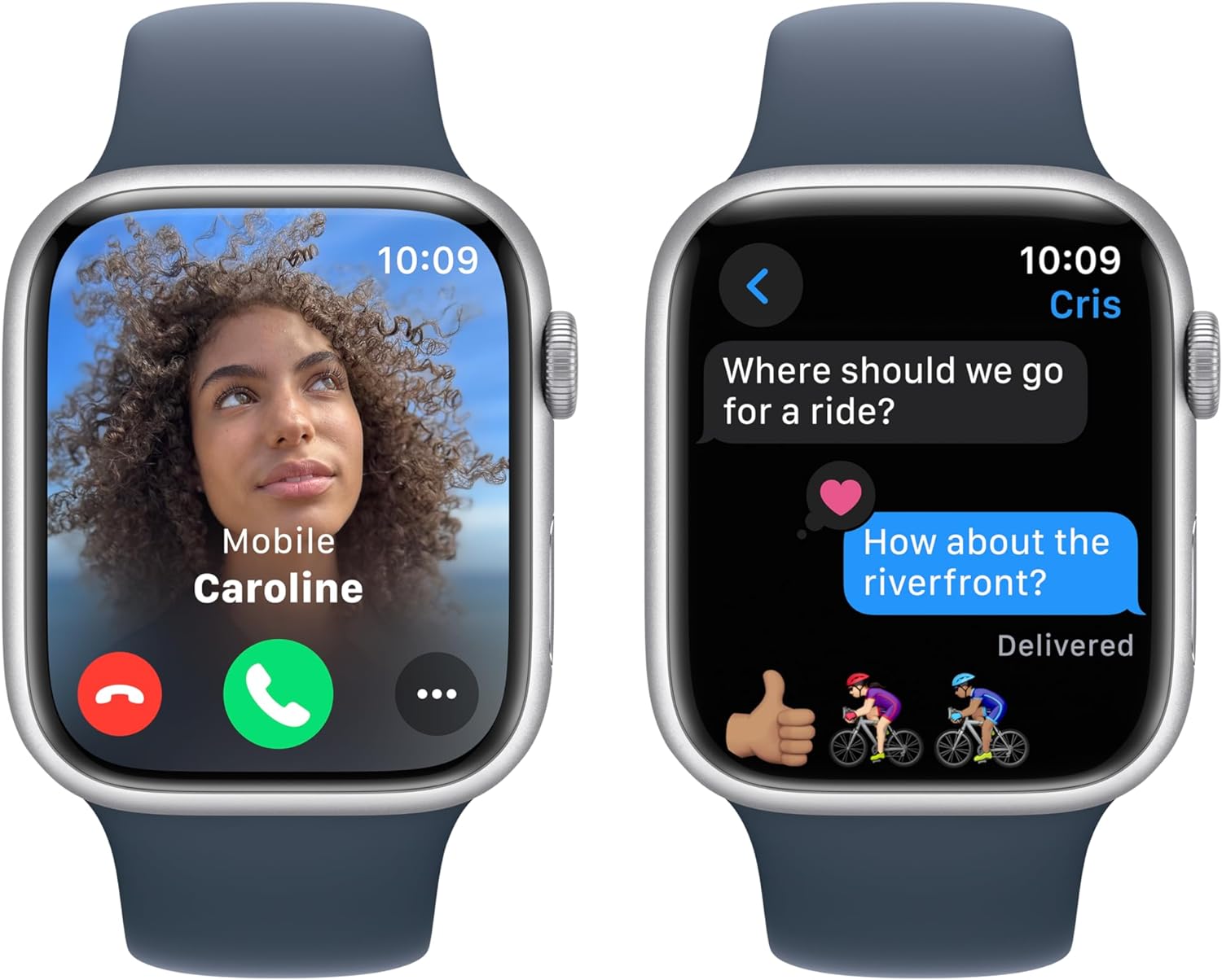 Apple Watch Series 9 (GPS + LTE) 45MM Silver Aluminum Case Storm Blue Sport Band (Pre-Owned)