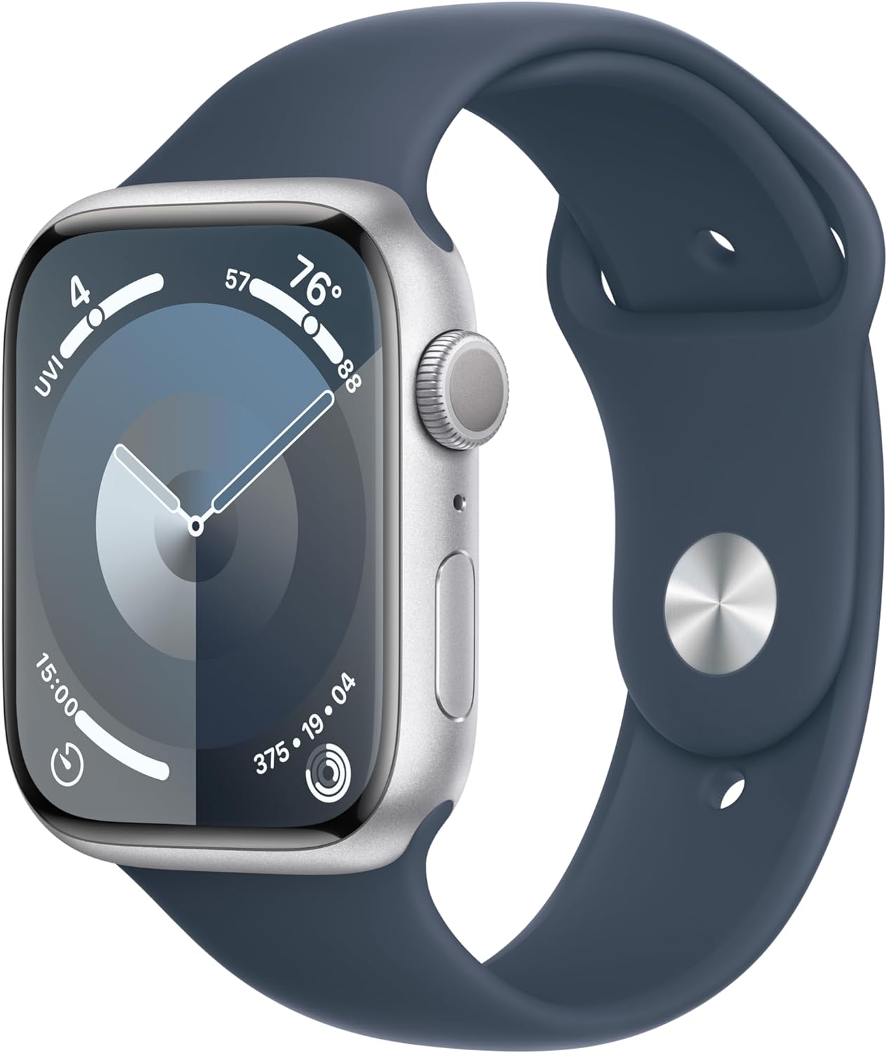 Apple Watch Series 9 (GPS) 45MM Silver Aluminum Case Storm Blue Sport Band (Pre-Owned)