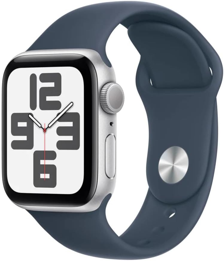 Apple Watch SE 2nd Gen (GPS) 44MM Silver Aluminum Case Storm Blue Sport Band (Used)
