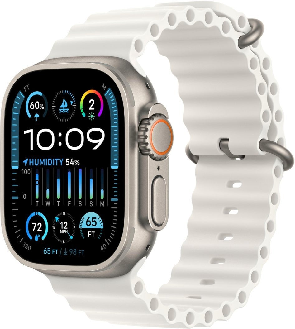 Apple Watch Ultra 2 (GPS + Cellular) 49mm - Titanium Case & White Ocean Band (Certified Refurbished)