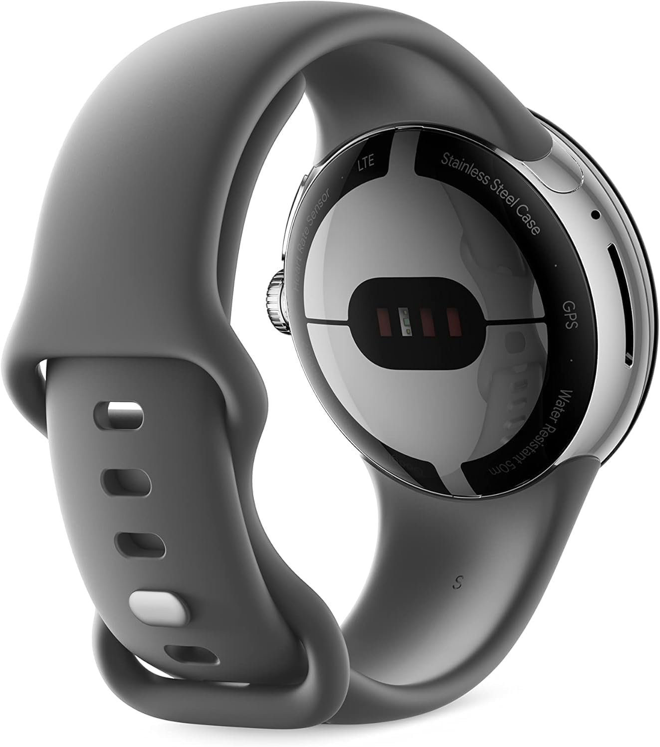 Google Pixel Watch 1 (GPS+LTE) 41mm Silver Stainless Steel Charcoal Active Band (Pre-Owned)