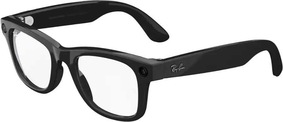 Ray-Ban Meta Wayfarer Shiny Black AI Regular Glasses with Clear Lenses (Certified Refurbished)