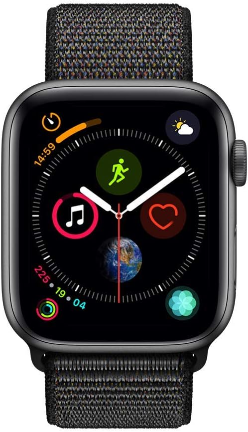 Apple Watch Series 4 (GPS) 44mm Space Gray Aluminum Case Black Sport Loop (Renewed)
